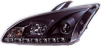 FORD FOCUS II 05-08 R8 STIL LED STRÅLKASTARE SVARTA V2