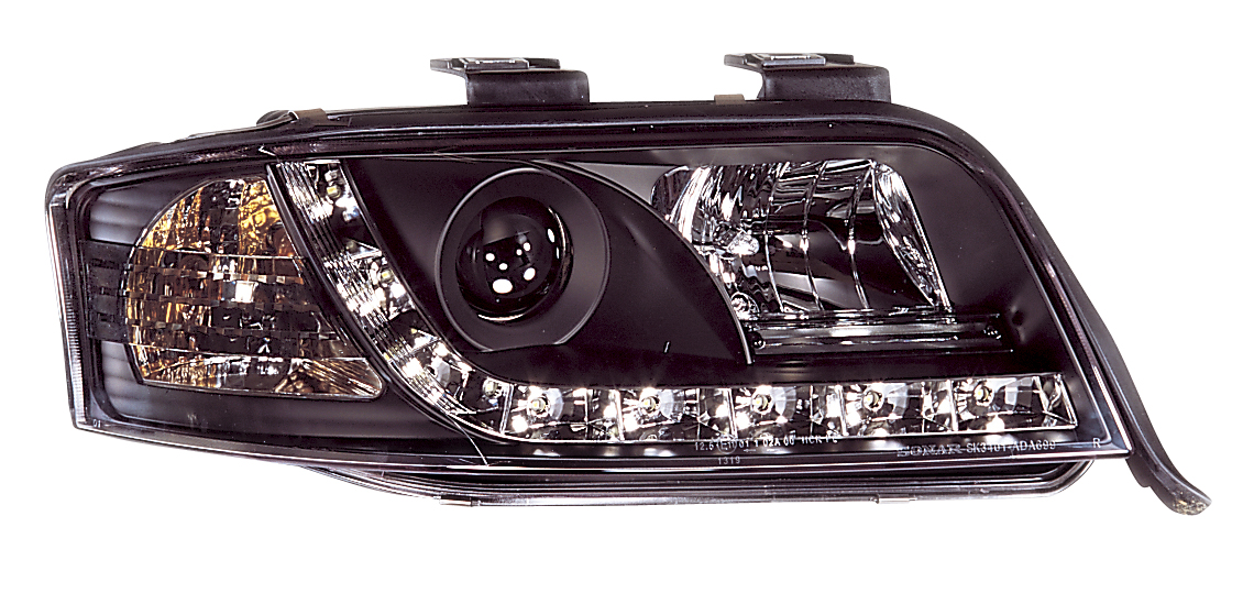 AUDI A6 01-04 STRÅLKASTARE SET DRL SVARTA