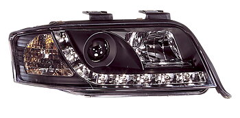 AUDI A6 01-04 HEADLIGHTS SET DRL BLACK