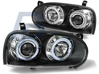 HEADLIGHTS VW GOLF 3 09.91-08.97 ANGEL EYES BLACK