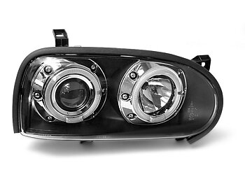 HEADLIGHTS VW GOLF 3 09.91-08.97 ANGEL EYES BLACK