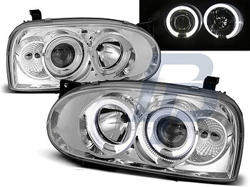 HEADLIGHTS VW GOLF 3 09.91-08.97 ANGEL EYES CHROME
