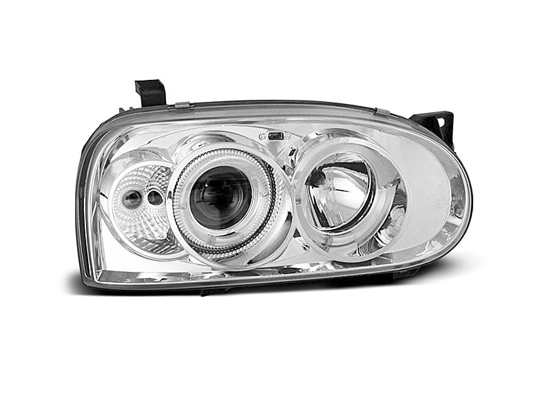 HEADLIGHTS VW GOLF 3 09.91-08.97 ANGEL EYES CHROME