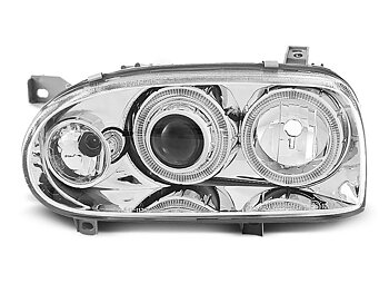 HEADLIGHTS VW GOLF 3 09.91-08.97 ANGEL EYES CHROME