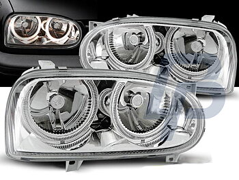 HEADLIGHTS VW GOLF 3 09.91-08.97 ANGEL EYES CHROME