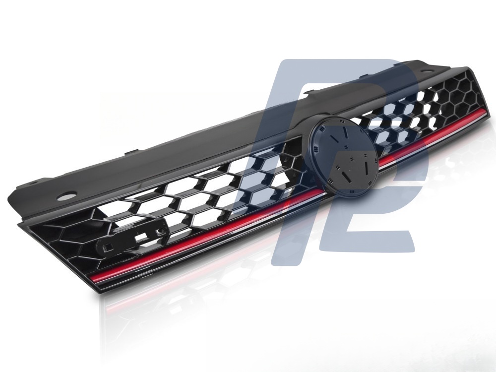 Grille Sport Style Gloss Black with Red Line for VW Polo 6R 2009–2017 - 3