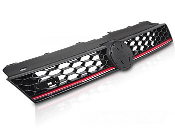 GRILL SPORTDESIGN BLANK SVART WITH RÖD LINE TILL VW POLO 6R 2009-2017
