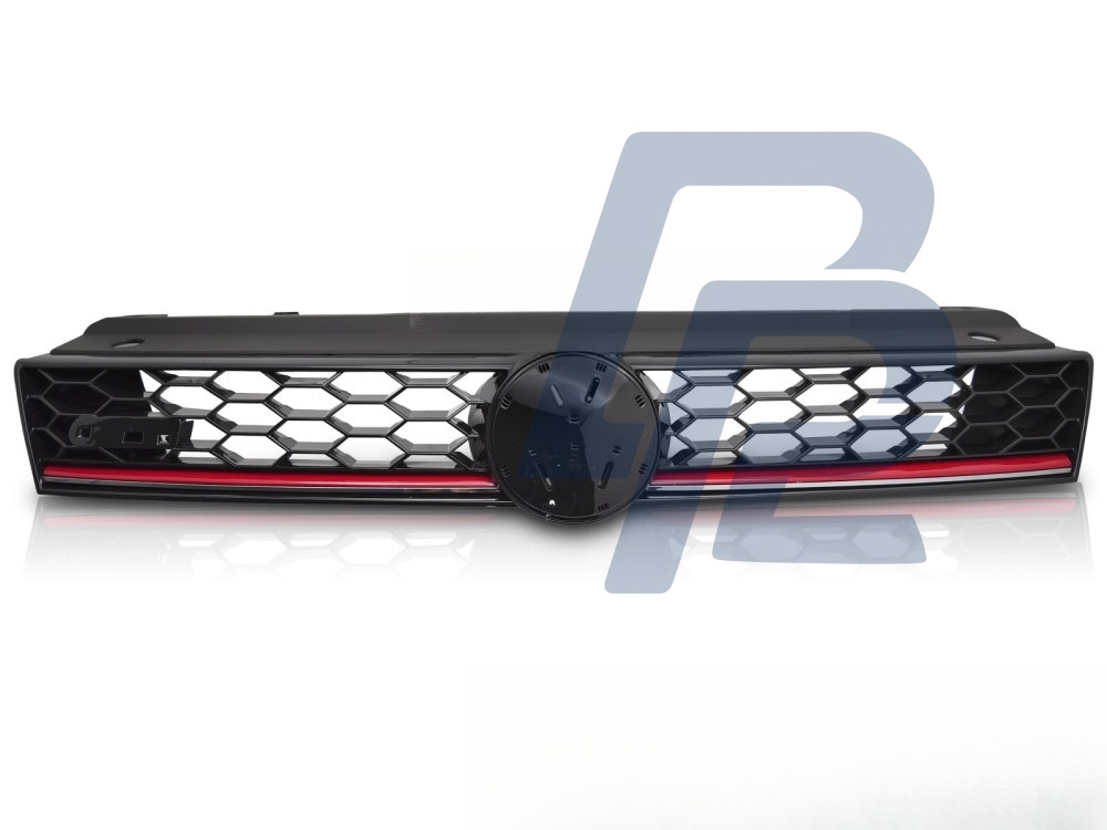 Grille Sport Style Gloss Black with Red Line for VW Polo 6R 2009–2017 - 2