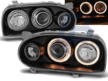HEADLIGHTS VW GOLF 3 09.91-08.97 ANGEL EYES BLACK
