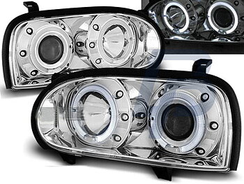 HEADLIGHTS VW GOLF 3 09.91-08.97 ANGEL EYES CHROME