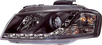 AUDI A4 B6 01-04 HEADLIGHTS SET DRL BLACK