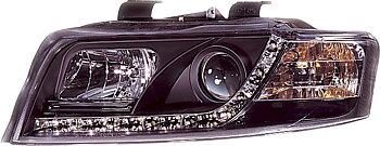 AUDI A4 B7 05-08 HEADLIGHTS SET DRL BLACK