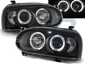 HEADLIGHTS VW GOLF 3 09.91-08.97 ANGEL EYES BLACK