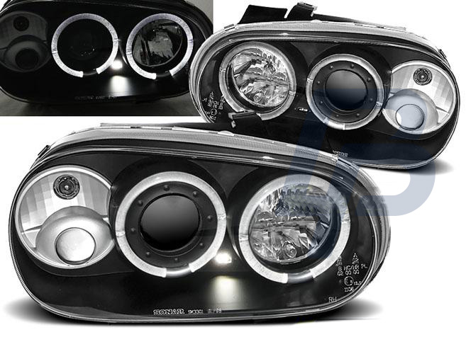 HEADLIGHTS VW GOLF 4 09.97-09.03 ANGEL EYES BLACK - 2