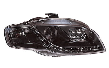 AUDI A4 B7 05-08 HEADLIGHTS SET DRL BLACK (ELECTRIC)