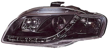 AUDI A4 B7 05-08 HEADLIGHTS SET DRL BLACK