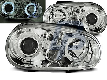 STRÅLKASTARE VW GOLF 4 09.97-09.03 ANGEL EYES KROMADE