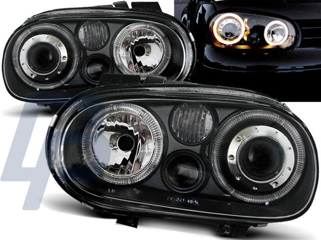 HEADLIGHTS VW GOLF 4 09.97-09.03 ANGEL EYES BLACK - 2