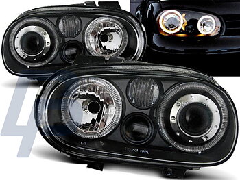 STRÅLKASTARE VW GOLF 4 09.97-09.03 ANGEL EYES SVARTA