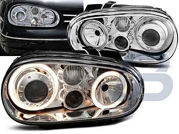 STRÅLKASTARE VW GOLF 4 09.97-09.03 ANGEL EYES KROMADE