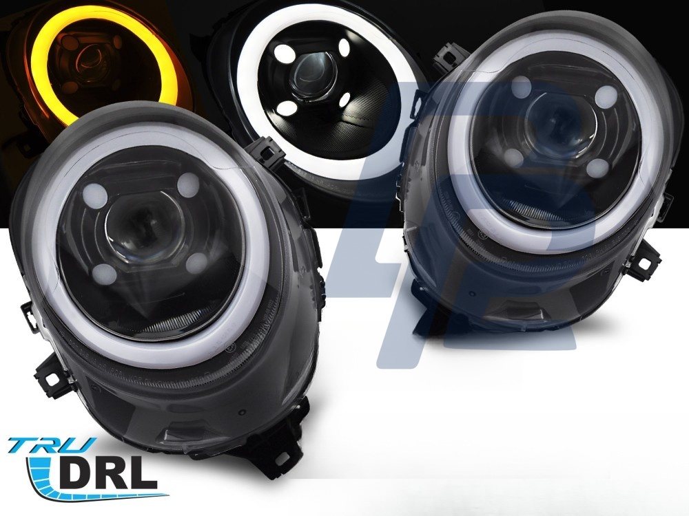 Headlights Tube Light Gloss Black DRL for Mini (Cooper) F55 / F56 / F57 2014–2017 - 2
