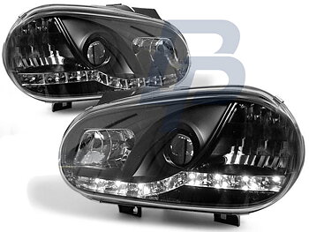 STRÅLKASTARE VW GOLF 4 09.97-09.03 DAYLIGHT SVARTA