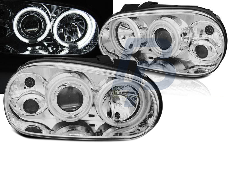 HEADLIGHTS VW GOLF 4 09.97-09.03 ANGEL EYES CCFL CHROME - 3