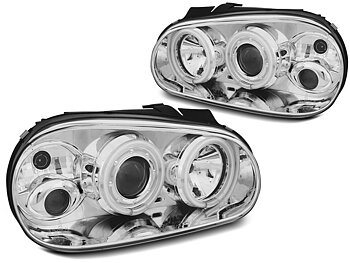 STRÅLKASTARE VW GOLF 4 09.97-09.03 ANGEL EYES CCFL KROMADE