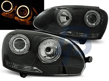 STRÅLKASTARE VW GOLF 5 10.03-09 ANGEL EYES SVARTA