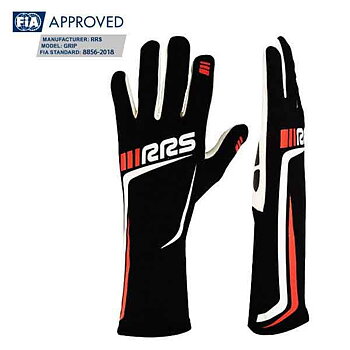 GRIP 2 RACING GLOVES - BLACK LOGO RED - FIA 8856-2018