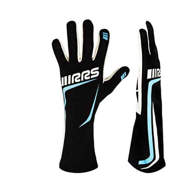 GRIP2 RACING GLOVES - BLACK LOGO LIGHT BLUE - FIA 8856-2018