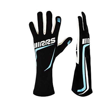 GRIP2 RACING GLOVES - BLACK LOGO LIGHT BLUE - FIA 8856-2018