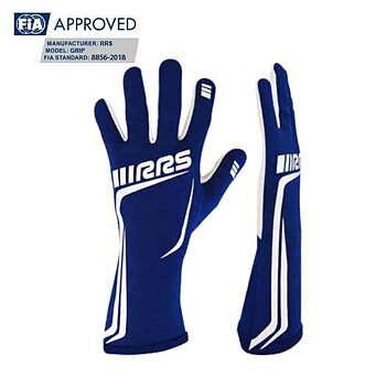 GRIP2 RACING GLOVES - BLUE LOGO WHITE - FIA 8856-2018
