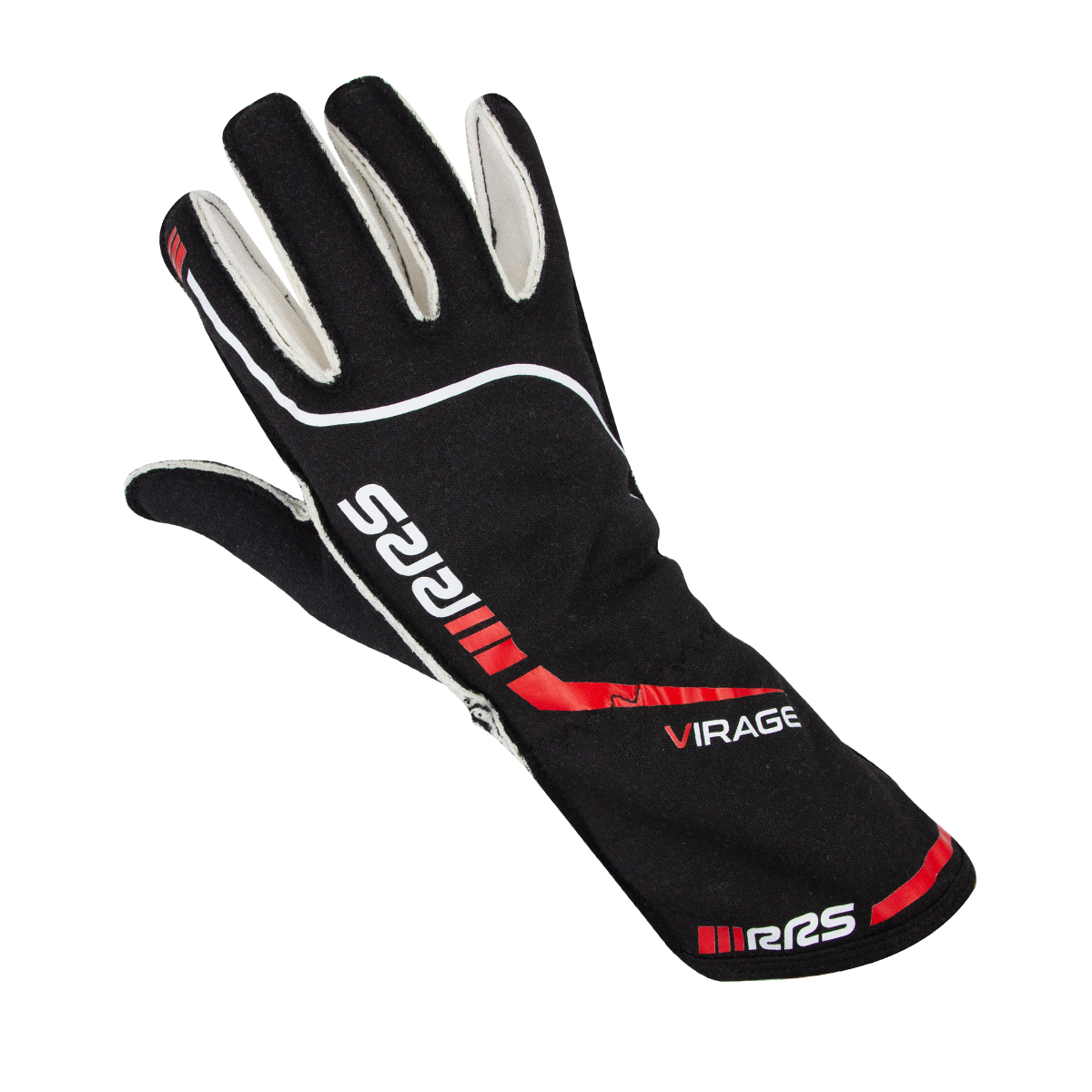 RACING GLOVES RRS VIRAGE 3 - BLACK LOGO RED - FIA 8856-2018