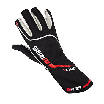 RACING GLOVES RRS VIRAGE 3 - BLACK LOGO RED - FIA 8856-2018