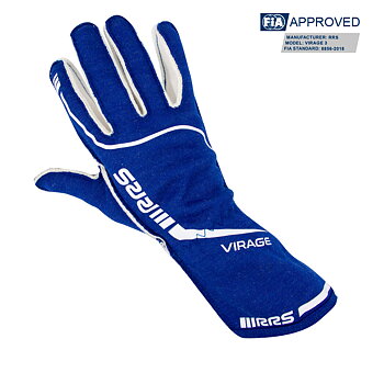 RACING GLOVES RRS VIRAGE 3 - BLUE LOGO WHITE - FIA 8856-2018