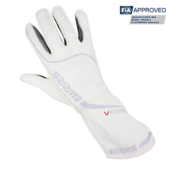 RACING GLOVES RRS VIRAGE 3 - WHITE LOGO GRAY - FIA 8856-2018