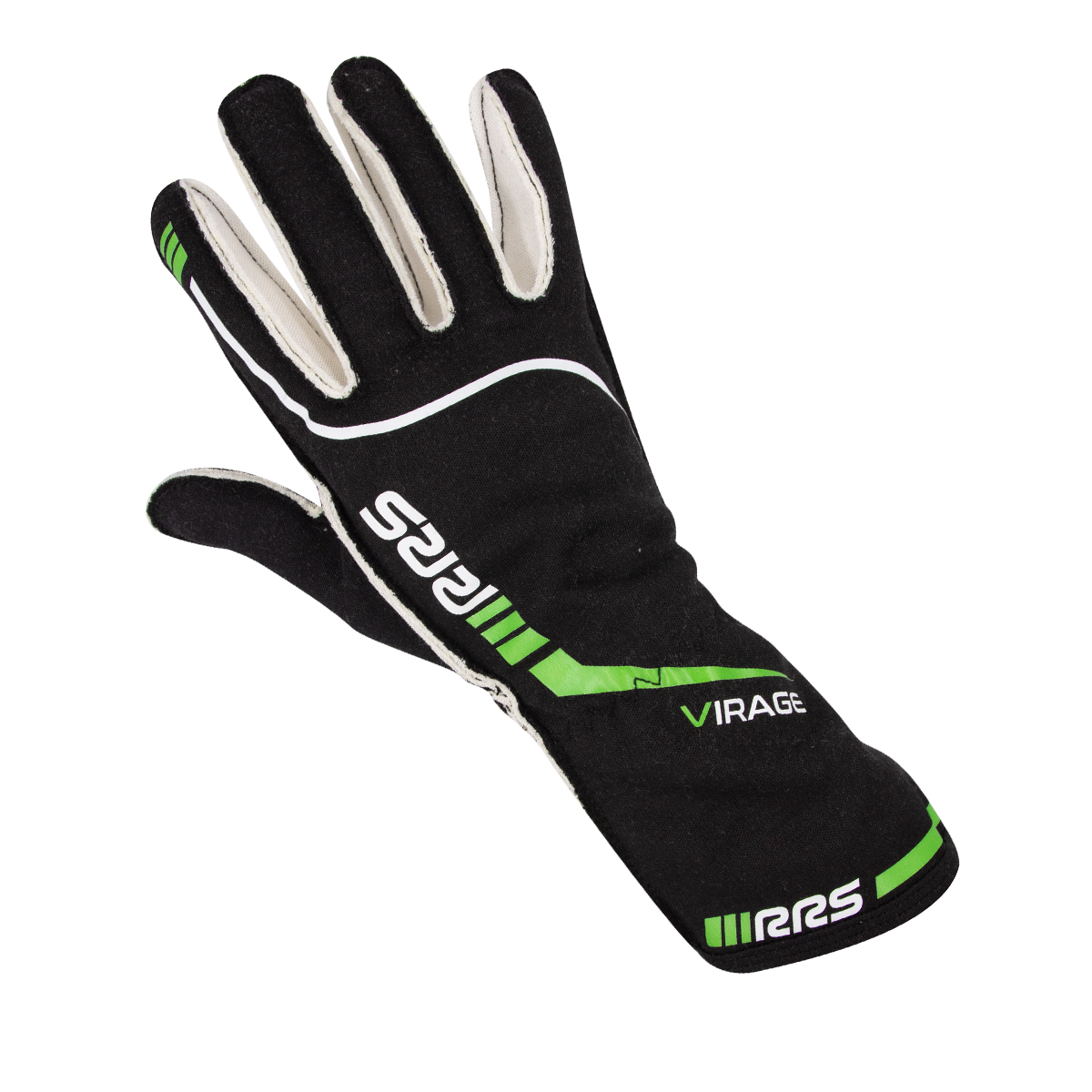 RACING GLOVES RRS VIRAGE 3 - BLACK LOGO GREEN - FIA 8856-2018