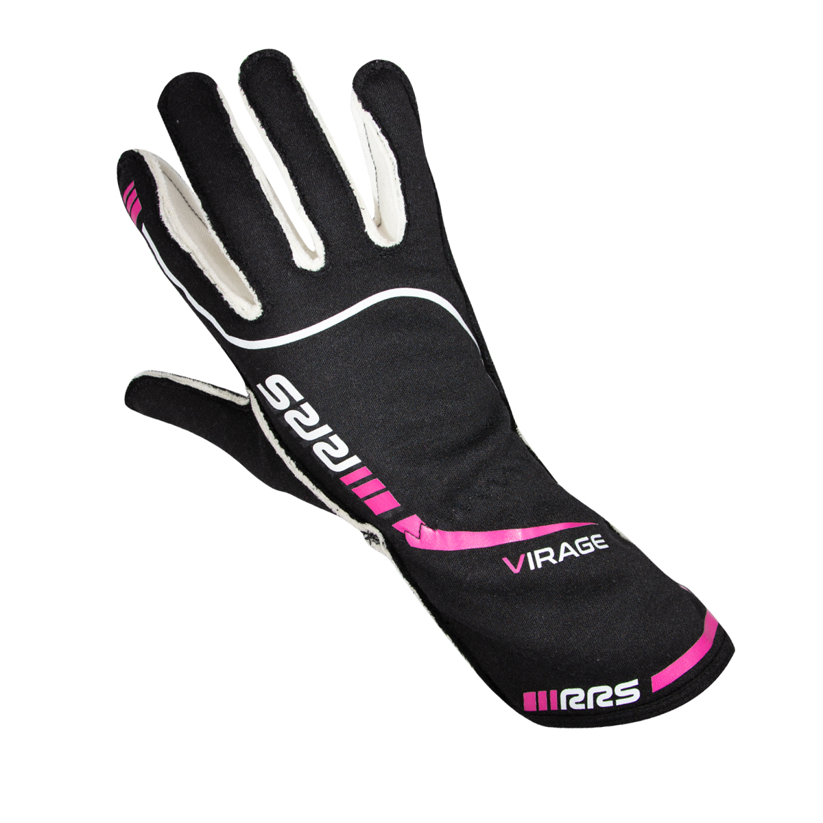 RACING GLOVES RRS VIRAGE 3 - BLACK LOGO PINK - FIA 8856-2018