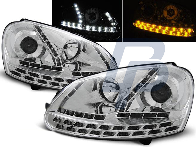 HEADLIGHTS VW GOLF 5 03-08 DAYLIGHT CHROME - 2