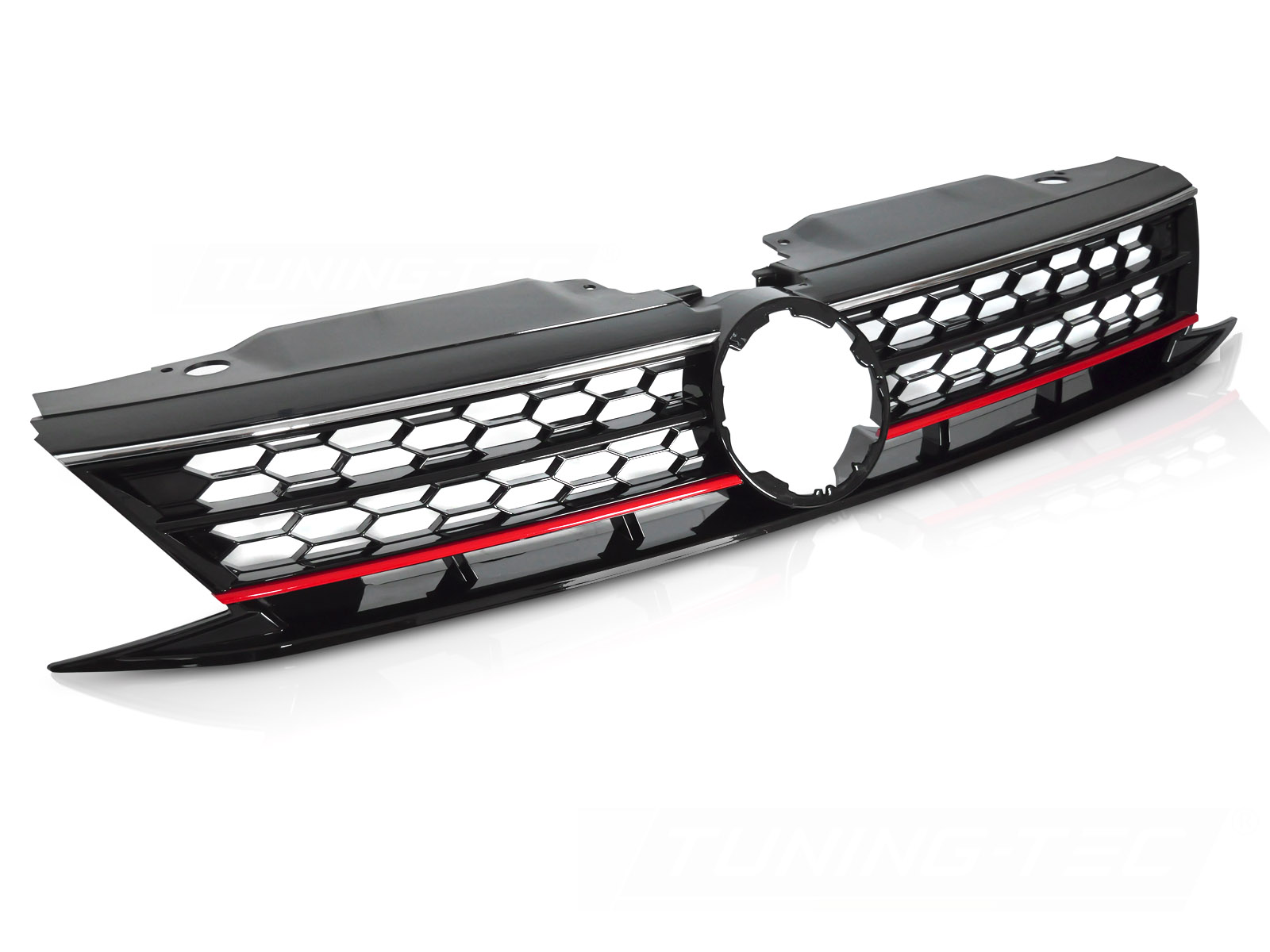 GRILL SPORTDESIGN BLANK SVART WITH RÖD AND KROM LINES TILL VW JETTA VI 2014-2018