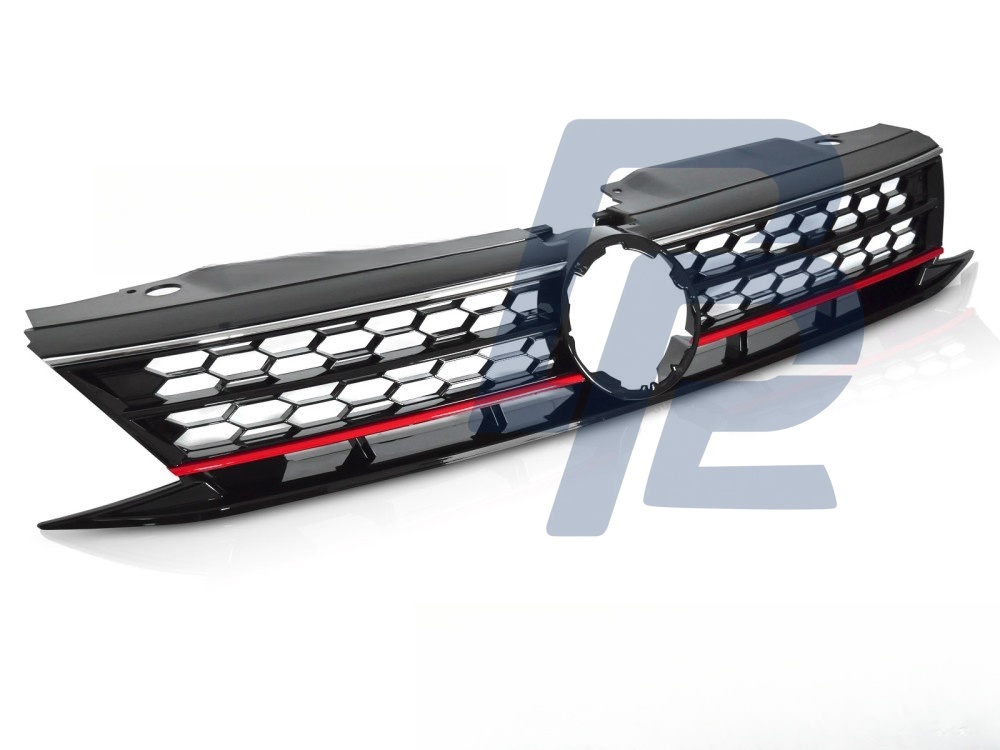 Grille Sport Style Gloss Black with Red and Chrome Lines for VW Jetta VI 2014–2018 - 5