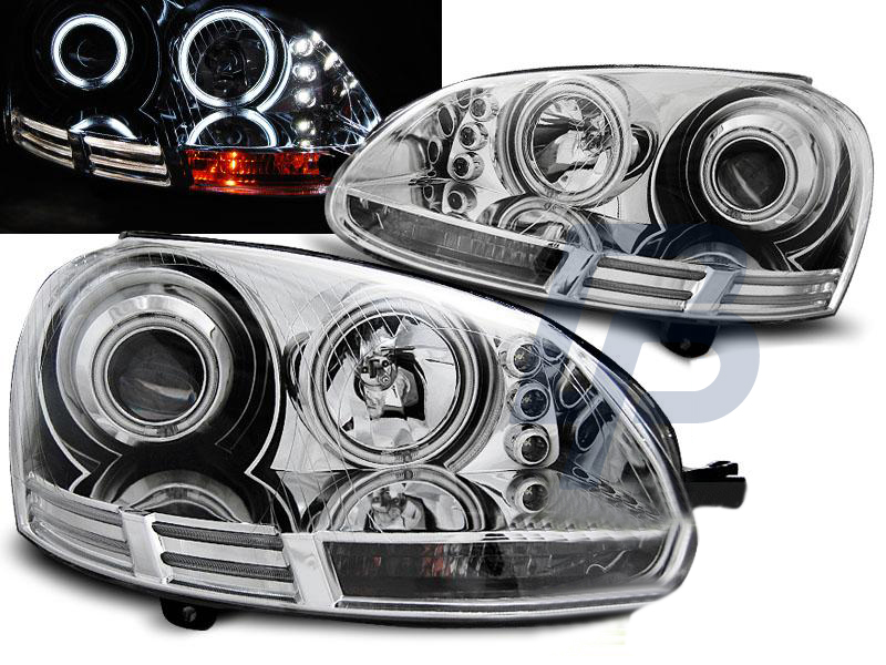 HEADLIGHTS VW GOLF 5 10.03-09 ANGEL EYES CCFL CHROME - 3