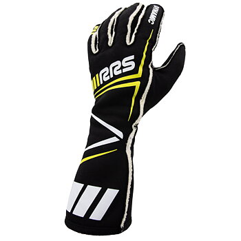 FIA RRS DYNAMIC 3 RACING GLOVES (EXTERNAL SEAMS) BLACK / YELLOW - FIA 8856-2018