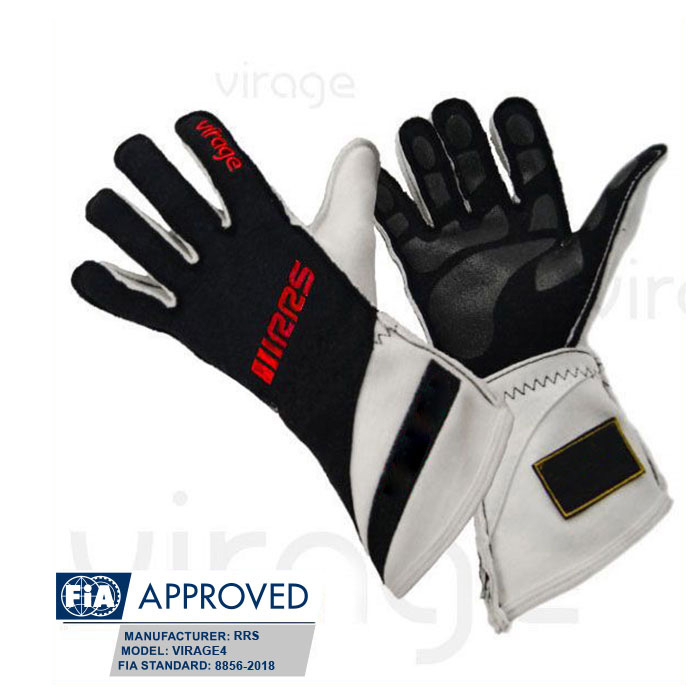 RACING GLOVES RRS VIRAGE2  - BLACK LOGO RED - FIA 8856-2018 - 2
