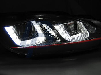 STRÅLKASTARE VW GOLF 6 08-12 U-TYPE SVARTA RED LINE DRL