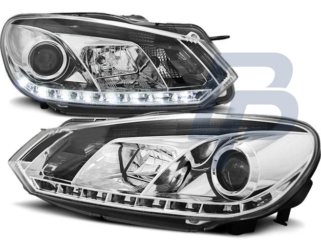 HEADLIGHTS VW GOLF 6 10.08-12 TRU DRL CHROME - 2
