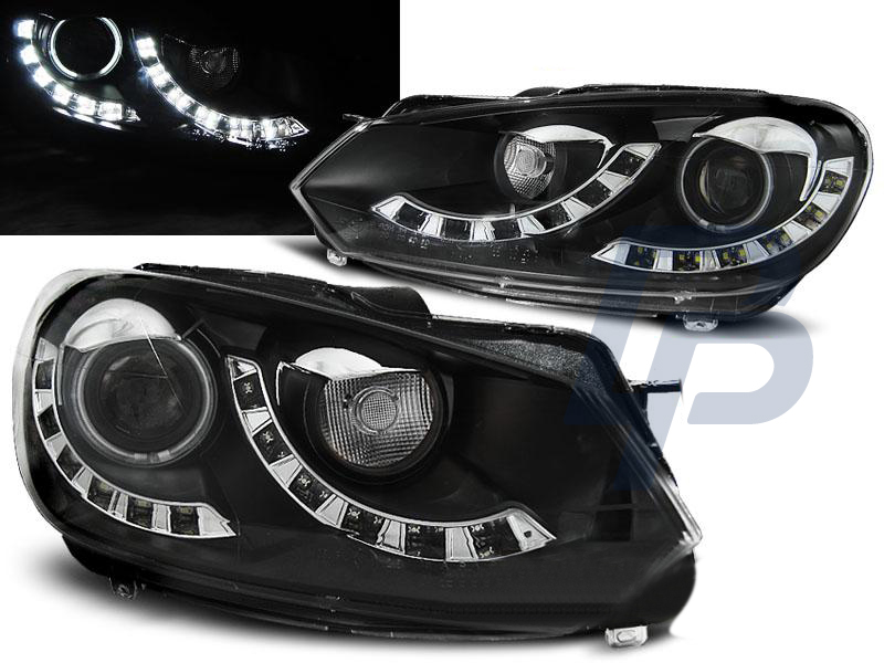 HEADLIGHTS VW GOLF 6 10.08-12  DAYLIGHT BLACK DUAL DRL - 3