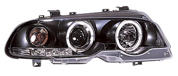 BMW 3 E46 2D 99-02 HEADLIGHTS SET BLACK (ELECTRIC)