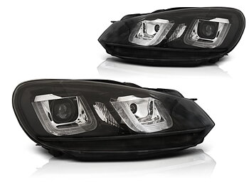 STRÅLKASTARE VW GOLF 6 08-12 U-TYPE SVARTA SVARTA LINE DRL